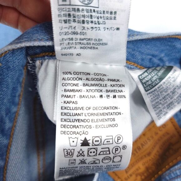 LEVIS Premium Wedgie Straight Distressed Knee Raw Hem Ankle Crop Jeans 24 x 26 - Picture 10 of 11